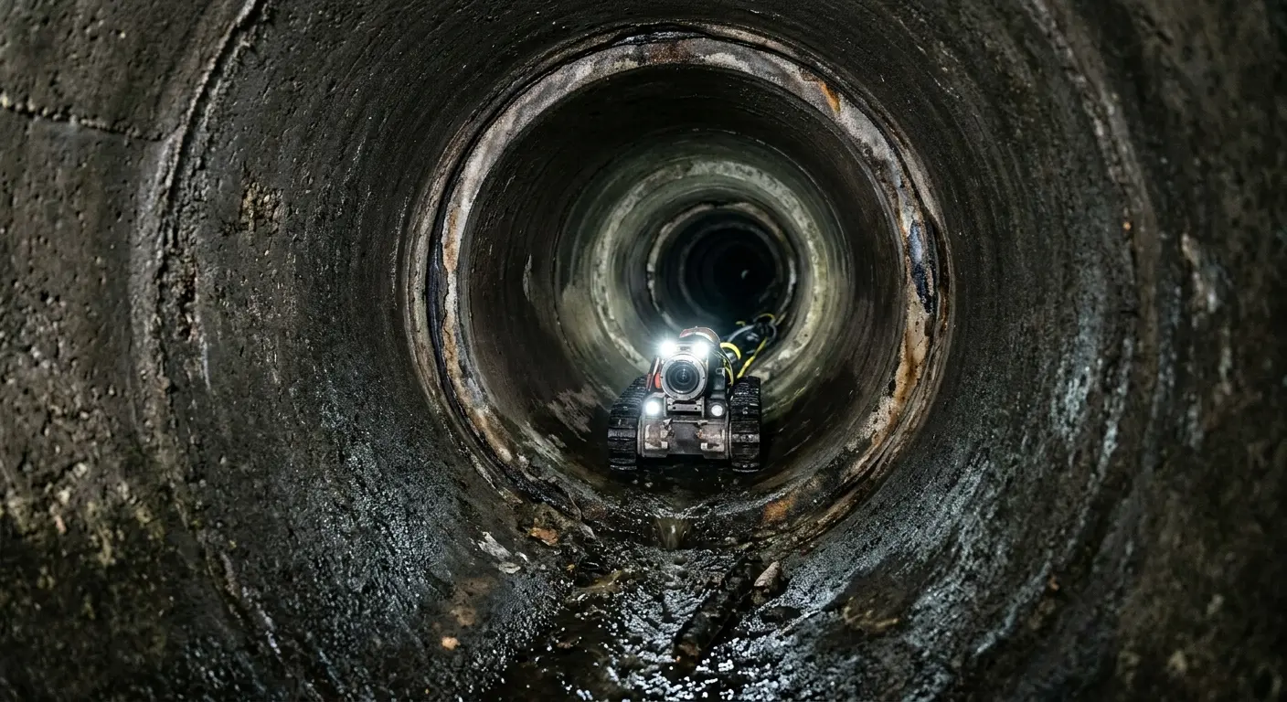 Robotic sewer camera inspecting pipe interior for Sewer Line Repair in Maplewood
